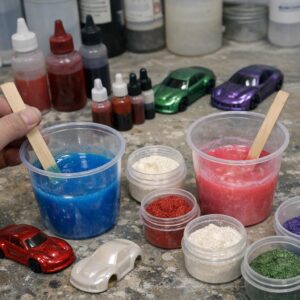 Mixing Custom Pearl and Candy Colors for Resin Car Replicas