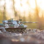leopard 1, tank, german, armed forces, modelling, miniature, hobby, handcraft, plastic, military, heller, eve, sunset, outdoors, nature, gravel, scale model, bundeswehr